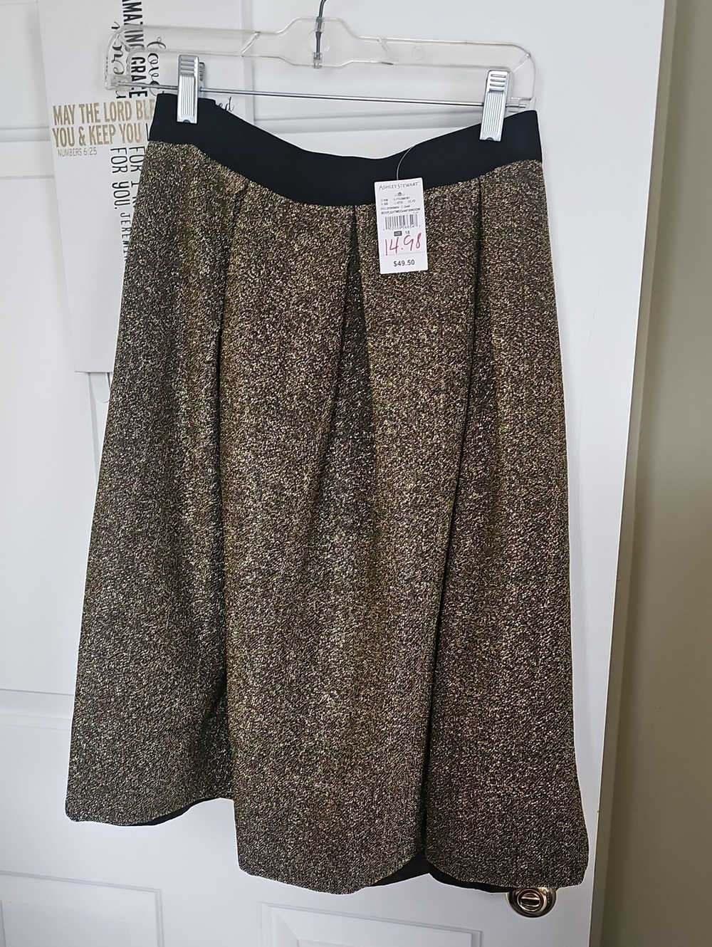 Ashley Stewart Metallic Gold and Black A-Line Skirt